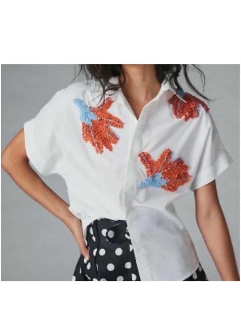 NWT Dhruv Kapoor Anthropologie Floral Sequin Shirt